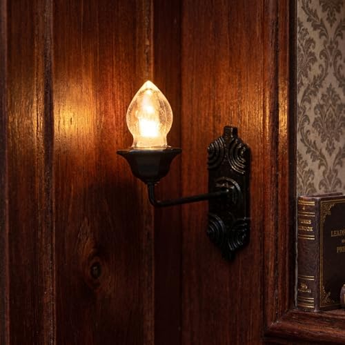 Image of Housoutil Dollhouse Miniature Wall Sconces, 5PCS Dollhouse LED Wall Lamp, ABS Mini Decor Lamp,Black Decor Outdoor Lights Sand Table Lighting Toy for DIY Living Room Mini Toy Models