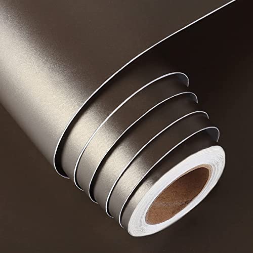 GREEWELT Matte Solid Wallpaper | Decorative for Cabinets Countertops Kitchen,Shelves | Self Adhesive | Film Peel and Stick | Waterproof | Removable | Easy to Cut & Use | 16 X 72 Inch | Dark Brown