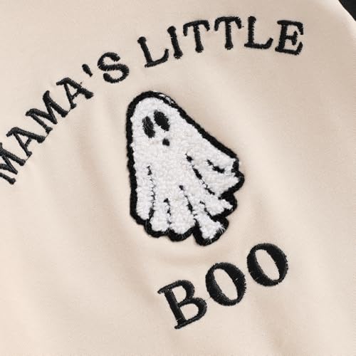 Newborn Infant Baby Boy Halloween Outfit Long Sleeve Ghost Embroidery Romper Mamas Little Boo Jumpsuit Playsuit3