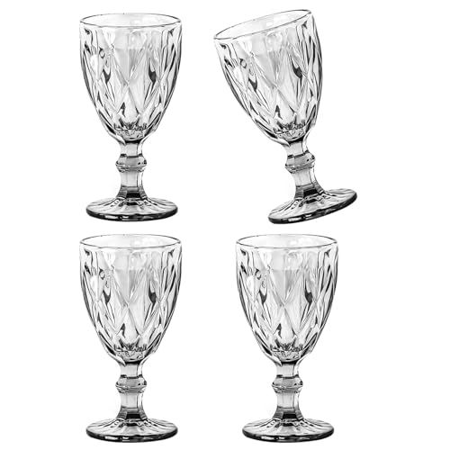 Zkbszn Glass,4pcs Colored Glass Goblets for Weddings and Parties Sophisticated Pattern Glasswares Beverage Drinking Cup