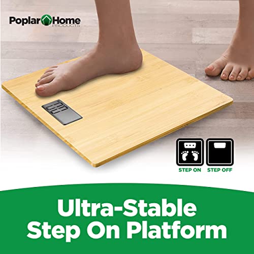Poplar Home Products Digital Bathroom Scales For Accurate Body Weight – Ultra Thin, Bamboo Scale – Auto Step On Design – 4 Precision Weight Sensors – Batteries Included #TOP3