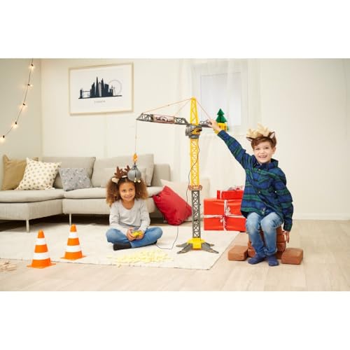 Dickie Toys Mighty Crane (110 cm) - Spielzeug Kran mit 360°-Drehung, Abrissbirne & Greif-Funktion - Ferngesteuerter Kran Spielzeug für Kinder ab 3 Jahre mit Kabel-Fernbedienung - 203729022