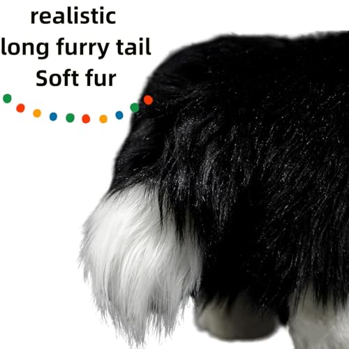 capybaraflying Niedliches simuliertes Border Collie-Plüschtier,28cm/11in realistisches Border Collie-Kuscheltier,kuschelige Schlafzimmerdekoration für Teenager – Schwarz