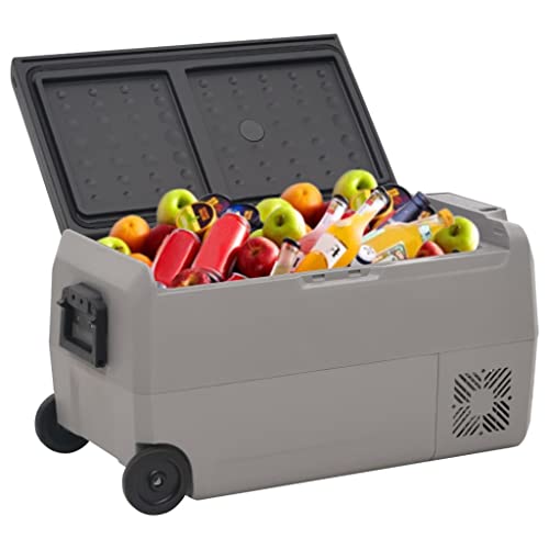 Vetnasa Nevera con Ruedas y Adaptador PP y PE Negro y Gris 60 L Casa y jardín, Cocina y Comedor, Objetos para Llevar Comida y Bebida, Neveras Multicolor 20,83 KG