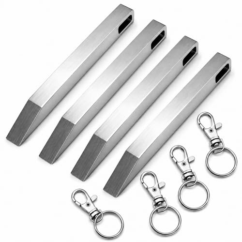 8PCS EDC Pry Bar Keychain Set 4 Stainless Steel Mini Pry Bars with 4 Key Rings Pocket Multitool with Screwdriver Bottle Opener and Box Opener