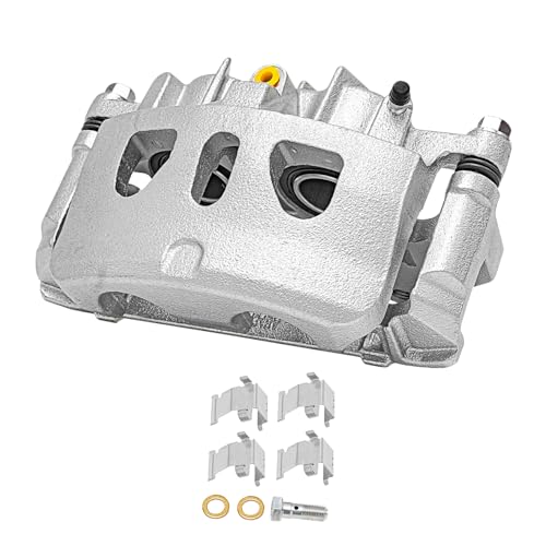 Image of Detroit Axle - Front Left Brake Caliper for Ford Explorer Taurus Flex Lincoln MKS MKT, Police Interceptor Utility Sedan, Special Service Police Sedan, Disc Brake Caliper w /Bracket Replacement