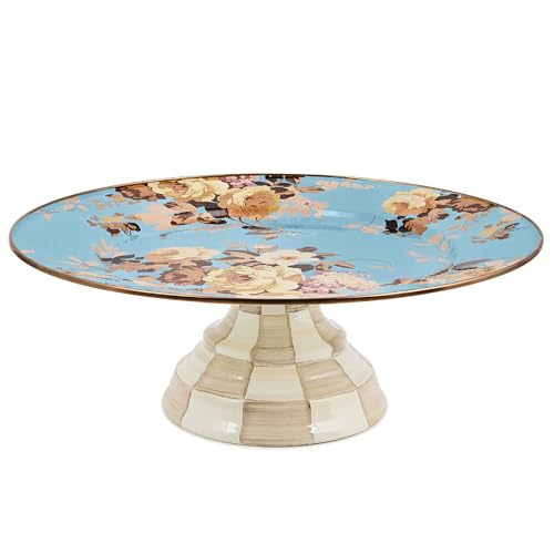Image of MACKENZIE-CHILDS Pedestal Platter, Large, Wild Rose Slate