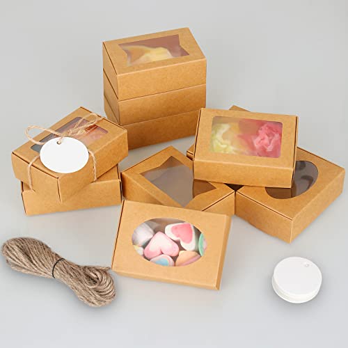 Soap Box, Cotopher 30Pcs Small Soap Packaging Boxes 3.5X2.35X1.2 Inch Mini Kraft Boxes With Window Soap Boxes For Homemade Soap Candy Chocolate Bakery Cookies Soap Packaging #TOP1