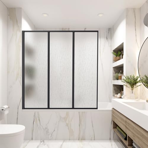 Vkechh Duschwand für Badewanne 120×140 cm, 3-teilig Faltbar aus...