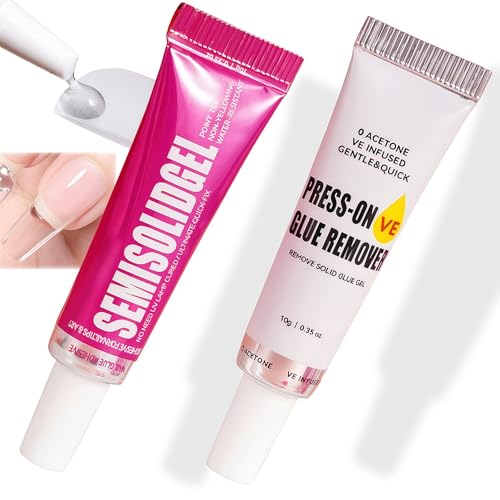 30-Day Strong Nail Glue Gel, No UV Lamp Needed, Fast-Drying in 15s for Press-On & False Nails. Includes Easy Remover, Long-Lasting Hold, Perfect for At-Home Nail Art