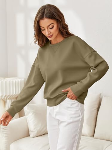 Glamaker Women's Crewneck Cropped Sweatshirt Pullover Stripe Air Essentials Basic Long Sleeve Shirts Casual Loose Fit Outfits3