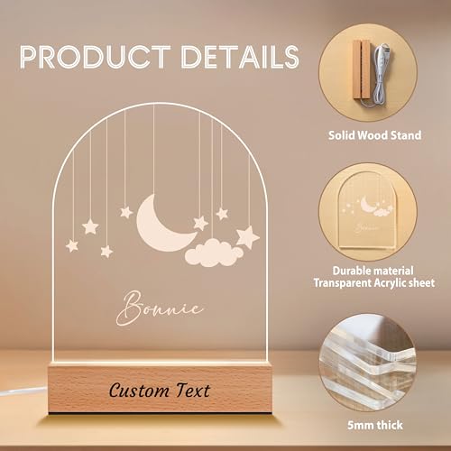 Lámpara de noche personalizada con placa acrílica para bebés miniatura 5