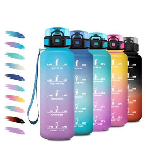 Sportflasche 1.5L, Auslaufsichere Wasserflasche mit Filter, Kohlensäure Geeignet, Wasserflasche mit Zeitmarkierung… – Ansicht 1