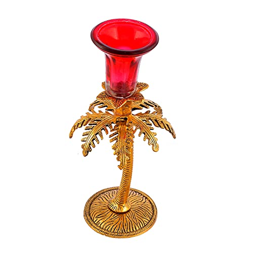 Image of Ascension 22cm High Metal Pillar Candle Holder Stand Ideal for Weddings or Parties as Well as Home Decor Gifts (Multicolour)