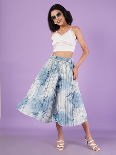 Image of OTABU | Exquisite Marble Elegance A-Line Printed Midi Skirt for Women