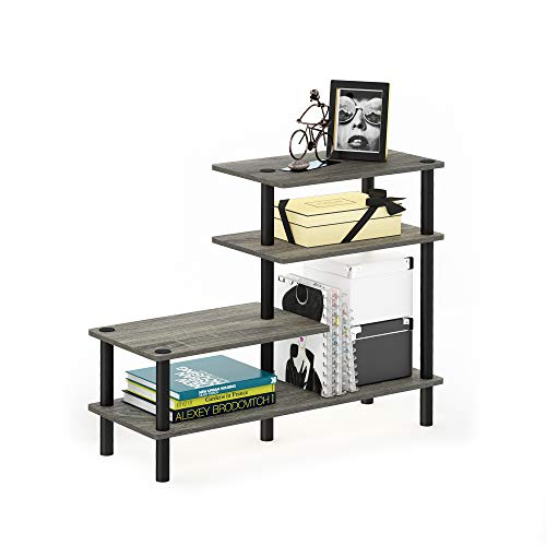 Furinno Turn-N-Tube 3-Tier Side Display Rack, French Oak Grey/Black - image 1