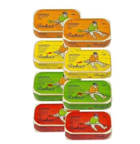 Pinhais Portuguese Wild-Caught Sardines Variety Pack 8 Cans Gourmet Sardines in Olive Oil & Tomato...