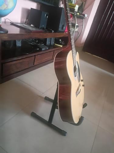 Image of Nilapro- Adjustable Folding Guitar Stand, A-shape, Fully Assembled - For School Music Program, Concerts & Multiple Users, Black.