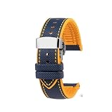 AJASMKLX Misura for CITTADINO Blue Angel Uomini Onda Radio Orologio AT8020-54L/8020-03L/JY8078 Serie Tela di Nylon + Cinturini In Gomma 22mm 23mm(C-Blue yellow-S,22mm)