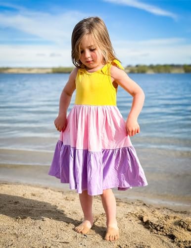Arshiner Toddler Girl Summer Dress Little Girls Casual Beach Party Bowknot Sling Sundress with Pocket 1-7t4
