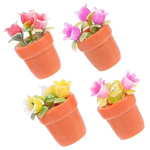 Sewroro 4PCS Dollhouse Poted Plant Miniature Dollhouse Flower Pot Decoratie Kunstmatige Plant Tiny Bonsai Model Greenery Ornament Voor Micro Landscape
