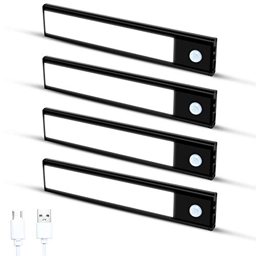 LED Closet Light, Wisewater LED Motion Sensor Closet Lightsï¼ŒPortable USB Motion Sensor Closet Light Rechargeableï¼Œfor Closet/Cabinet/Stairs/Wardrobe/Kitchen.ï¼ˆ4pcsï¼‰ (9.62.16in)