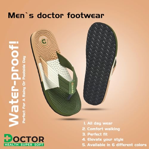 Image of DOCTOR HEALTH SUPER SOFT Men's & Boys Anti-Skid Flip Flops with Acupressure Massage Footbed | Lightweight | Soft | Doctor-Recommended Slipper for Pain Relief | All Day Wear Acupressure Doctor Slipper