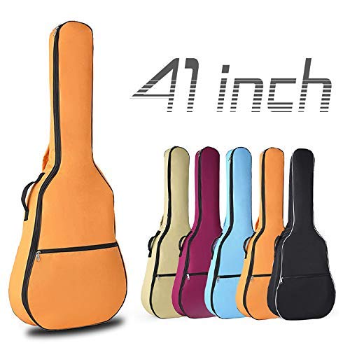 OriGlam Housse de transport pour guitare acoustique 104 cm, imperméable avec rembourrage de 0,8 cm, double bandoulière réglable pour guitare acoustique Orange