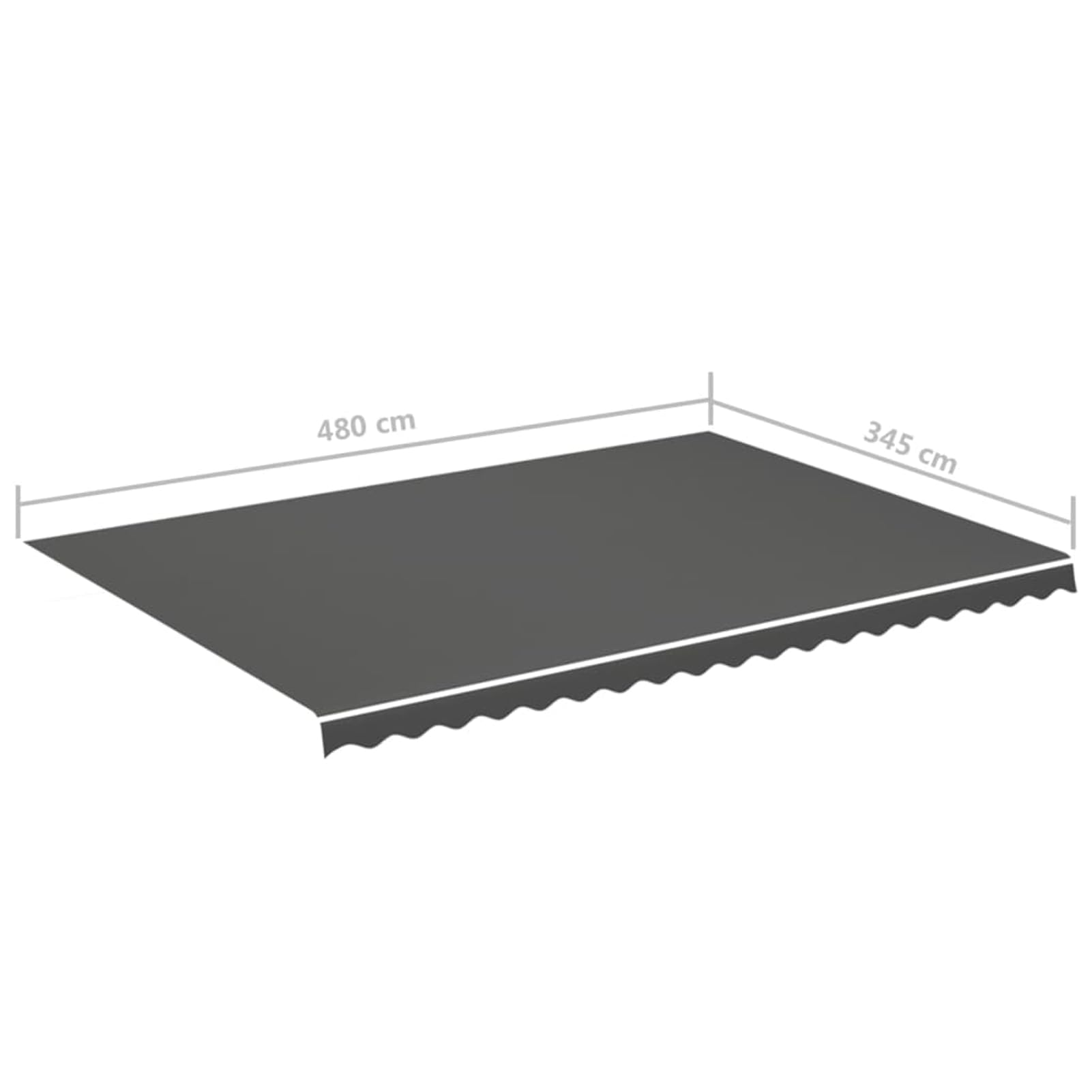 Tidyard Markisenbespannung Anthrazit 5x3,5 m, Wasserabweisend Markisestoff Markisentuch Ersatzstoff mit Volant311952