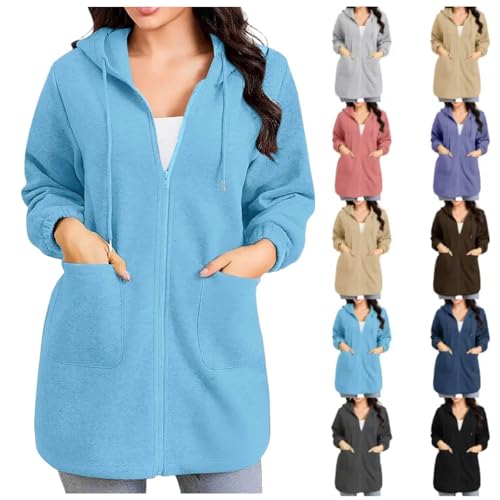 XINGJIAARTS Long Sweatshirts For Women Trendy Oversized Zip Up Hoodies Long Sleeve Fall Hooded Jacket Clothing With Pockets - image 1