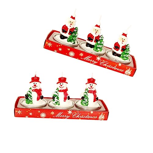 STOBAZA Christmas Door Decorations 3 Pack Santa Themed Candles Candle Decor Indoor Christmas Decorations Dinner Supplies