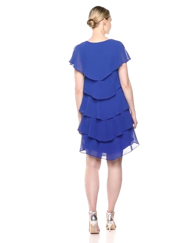 Amazon.com: S.L. Fashions Women's Short Sleeve Tiered Chiffon Cocktail Dress,  Wedding Guest Gown (Petite and Regular Sizes), Navy, 6 : Clothing, Shoes &  Jewelry