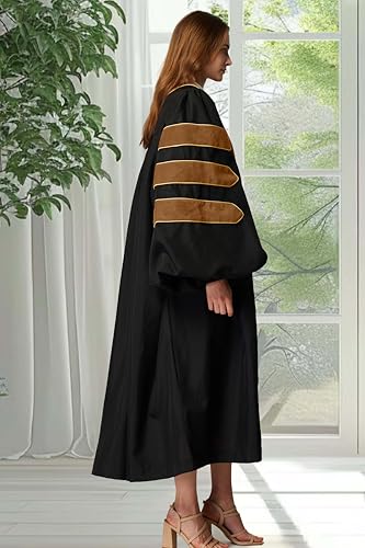 Image of MyGradDay Unisex Deluxe Graduation Doctorate Robe with Gold Piping Available for Customization