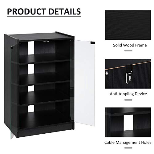 image for HOMCOM Media Cabinet, 4-Tier Stereo Cabinet, Modern Audio Video Media 