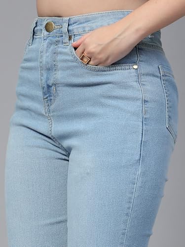 Image of Style Quotient Women Tinted Blue HIGH Rise Straight FIT Jeans