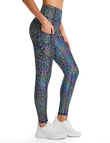 Image of THE GYM PEOPLE Thick High Waist Yoga Pants with Pockets, Tummy Control Workout Running Yoga Leggings for Women