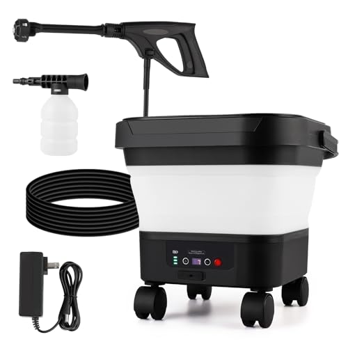 Portable Electric Pressure Washer, Rechargeable, Featuring a 13-Liter Water Tank and 6-in-1 Multi-Function Nozzle, 7-Level Adjustable Pressure, Ideal for Camping, Yard Work, Bicycle Cleaning, Pet Care