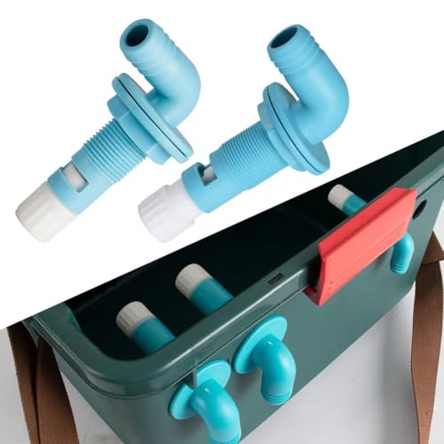 LatoYard Aeratore regolabile testa di spruzzo per sistemi Livewell, tubo da 3/4 a 1-1/8 pollici, gomito 90 con controllo del flusso, per presa pesci marini, blu e bianco