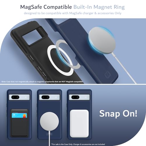Image of TUDIA MergeGrip Designed for Google Pixel 7a Back Cover 2023, [MagSafe Compatible] Military Grade Slim Dual Layer Raised Edge Non-Slip Magnetic [Built-in Magnet] Phone Back Cover - Indigo Blue