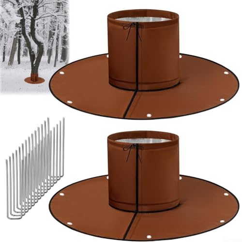 Protector desmontable de raíz de palmera | Cubierta de 3 capas contra heladas con picos de tierra | Protección térmica de plantas para invierno, plantas tropicales, macizos de flores, césped (2 piezas