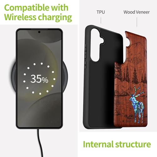 Coque Samsung S25 antichoc en bois pour éviter les rayures du dos