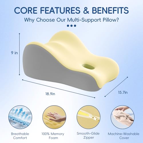 Image of Latex Comfort Pillow for Adults | Supportive Cushion for Pregnancy, Relaxation & Couples | All-Purpose Sleeping & Lounging Pillow with Washable Cover-Yellow