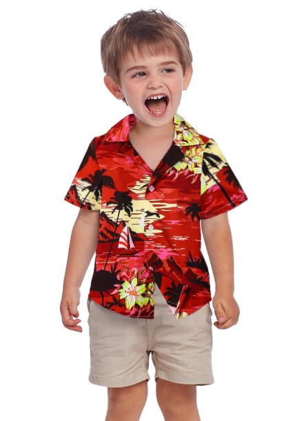 Image of Cromoncent Matching Hawaiian Outfits for Family, Dad and Son Matching Luau Beach Tropical Shirts Mommy Daughter Tropical Sets