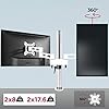 Duronic Dual Monitor Stand DM352 WE Double Monitor Arm White Twin Riser Two Mount for 13-27” Computer Screen 2 Height Adjustable Clamp Stands for PC Gaming Work Desk Home & Office Studio, VESA 75 100 #2