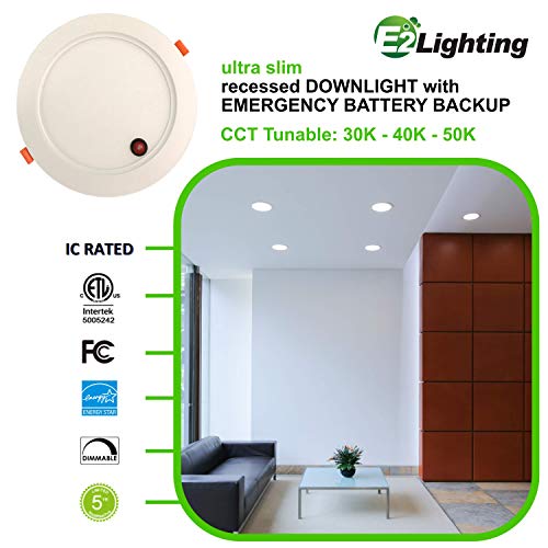 E2 Lighting Led Downlight 6 Inch | 16W Dimmable W/ 90 Min Emergency Battery Backup | Ultra-Slim Led Recessed Light | Ic Rated And Energy Star Led Roof #TOP1