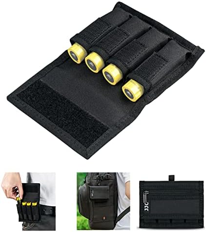 Battery Pouch Case for 4 x 18650, 20700 or 21700, Belt Holster With Carabiner, Zipper Pocket Memory Card Storage