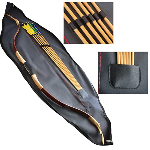 Ameyxgs 60Inch Archery Traditional Bow Bag Longbow Case Leather Recurve Bow Case Hunting Recurve Bow Carry Bag Case For Outdoor Shooting Leather Bow Bag (Black) #TOP1