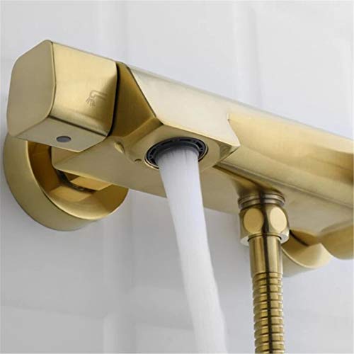 Robinet de douche de salle de bain mural or brossé avec douchette