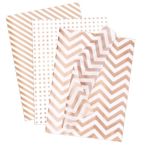 Image of Larcenciel Rose Gold Metallic Tissue Paper, 30 Sheets, 20x14 inch, Gift Wrapping Tissue Paper for Gift Bags Packaging and Crafts, Elegant Gift Wrap for Wedding, Birthday, Valentine's Day, Mother's Day
