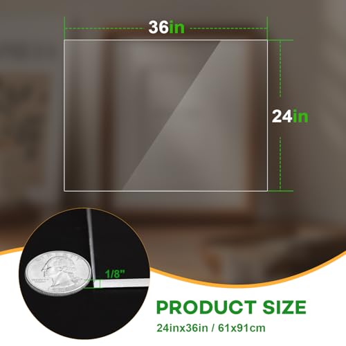 Image of VOISEN 3 Pack Plexiglass Sheets 1 /8 Inch Thick, 24 inchX36 inch Plexi Glass Panel,Plastic Sheet for Crafts,Signs, Display Cases, Sneeze Guard, Cut with Engraver,Power Saw or Hand Tools